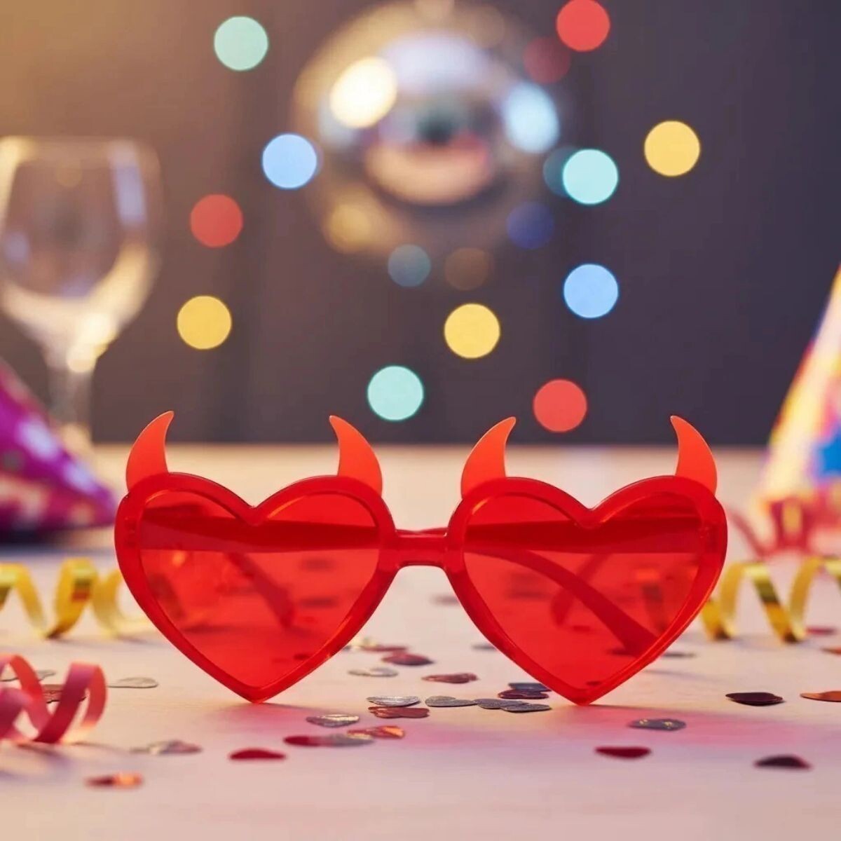Lentes Corazon Diablito - Rojo 