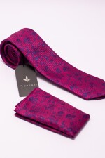 CORBATA CON PAÑUELO FUCSIA