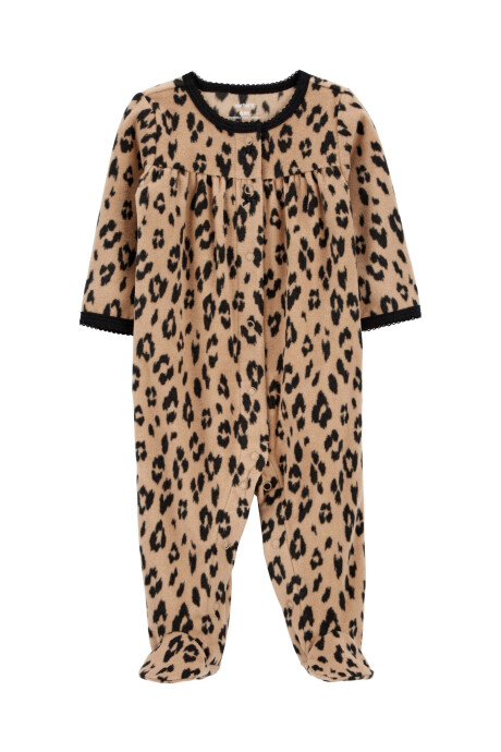Pijama una pieza de micropolar, con pie, diseño leopardo Pijama una pieza de micropolar, con pie, diseño leopardo