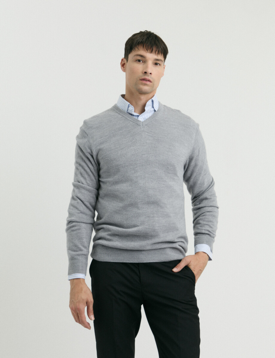 470313 SWEATER V HARRINGTON URBAN Gris Medio Melange