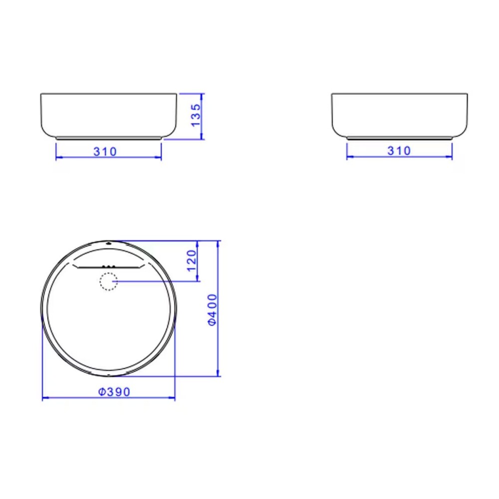Bacha de apoyo redonda 40 cm negro mate Deca Bacha De Apoyo Redonda 40 Cm Negro Mate Deca