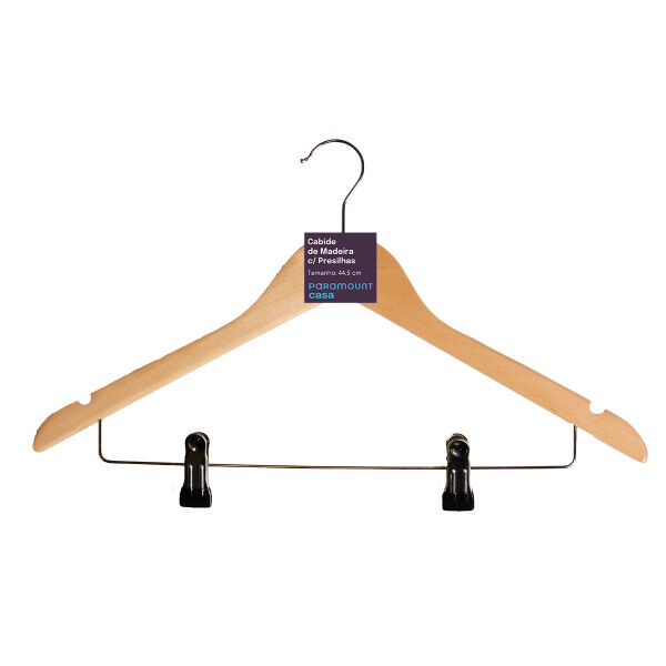 PERCHA DE MADERA CON PINZAS 44,5 CM MARRON