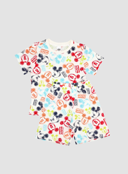 Pijama infantil mickey full print Blanco