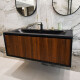 MUEBLE EN MDF 120X46X45 ROBLE OSCURO CON BACHA NEGRO MATE GAMAS DE MARRON