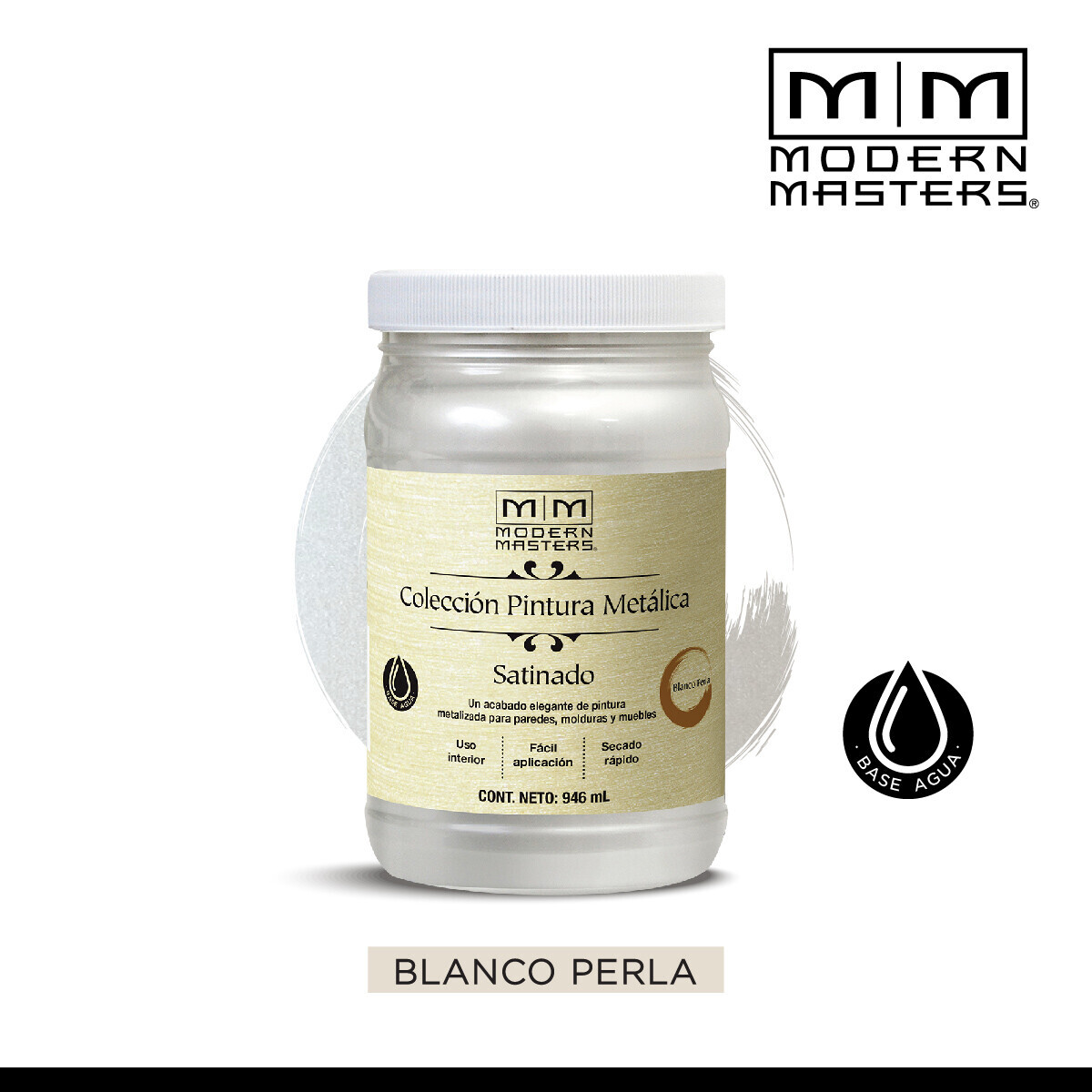 Látex Metálico 0.946L - Satinado Blanco Perla - Satinado Blanco Perla 