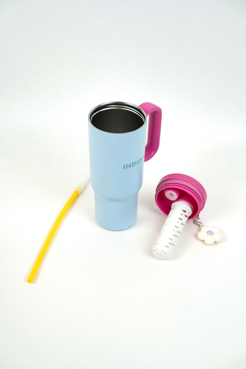 Vaso Con Tapa + Sorbito Setta Azul