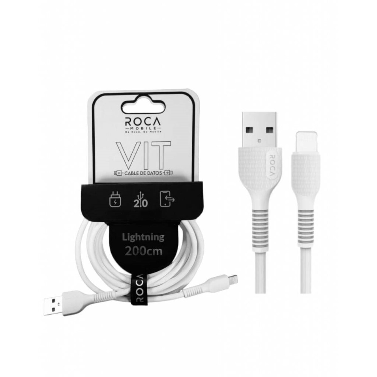 CABLE DE DATOS ROCA VIT USB a Lightning 200cm 2.4A Blanco - BLANCO 