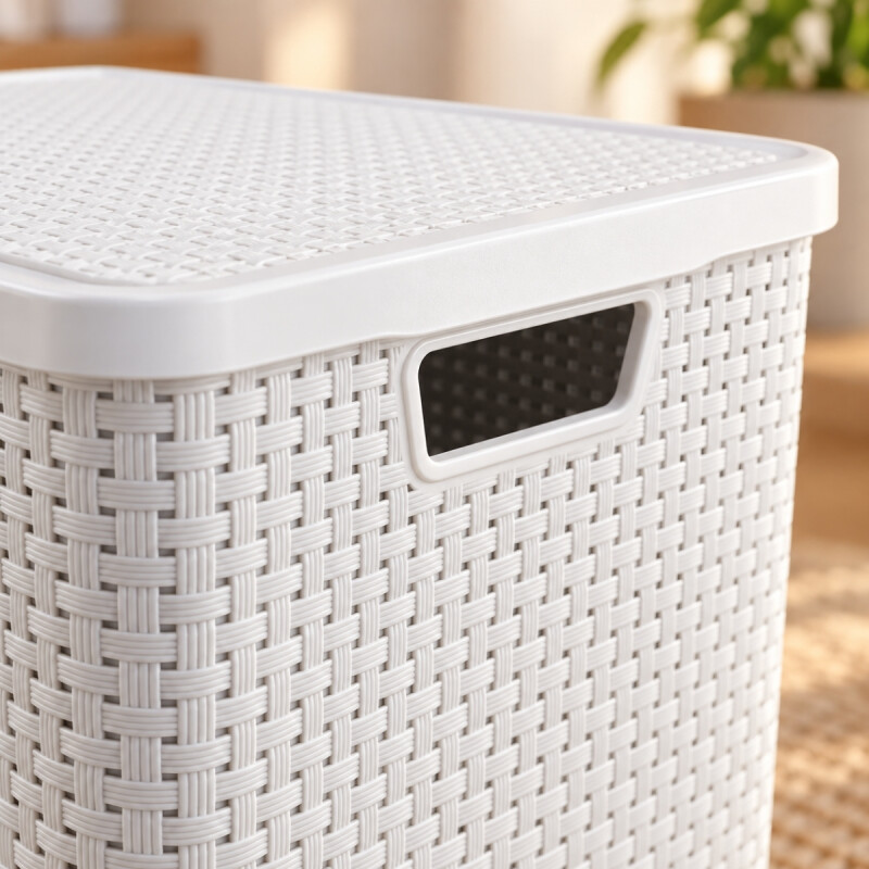 Set x2 Caja ratán 40 lts BLANCO