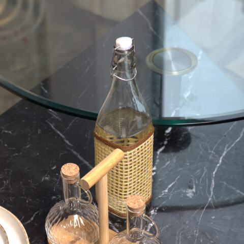 Botella 1L vidrio con funda tejida Botella 1L vidrio con funda tejida