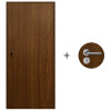 Puerta Desarmada Interior en MDF con Marco y Cerradura Lumax Marrón Oscuro Lisa Herraje Plateado