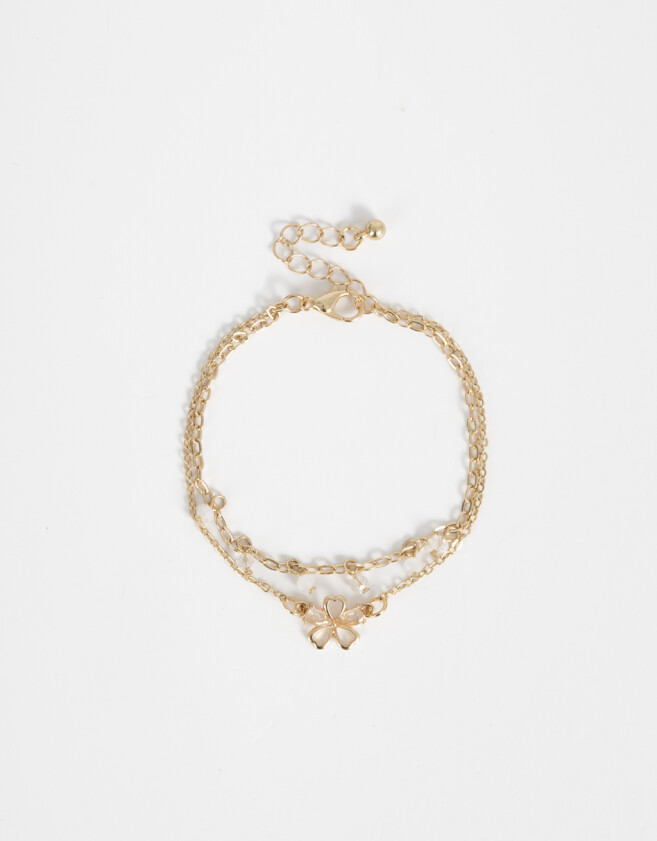 Pulseras Flexibles Con flores Pulsera Flexible Layer Flor - Dorado