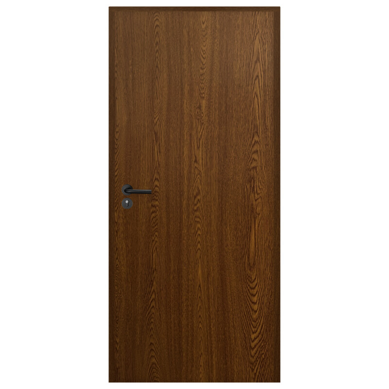 Puerta Interior en MDF con Marco y Cerradura Lumax Marrón Oscuro Lisa Herraje Negro