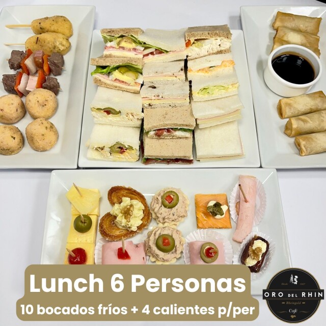 Lunch - 6 Personas con Bocados Calientes Lunch - 6 Personas con Bocados Calientes