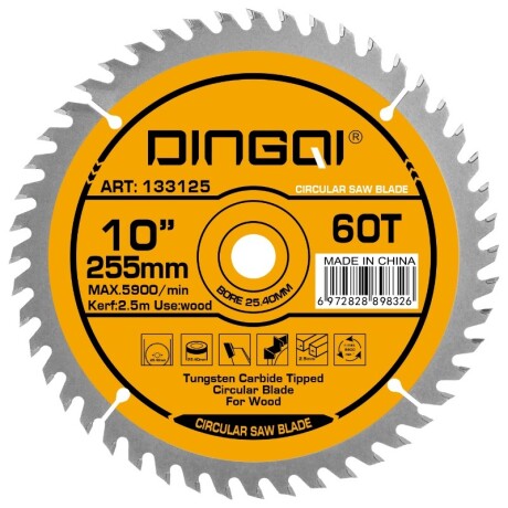 DINGQI HOJA SIERRA CIRCULAR 255 MM x 60 DIENTES Dingqi Hoja Sierra Circular 255 Mm X 60 Dientes