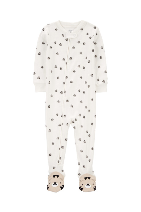 Pijama una pieza de algodón, diseño tigre. Talles 12-24M Sin color