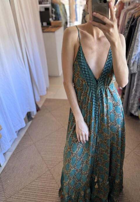Vestido de seda Vida Tonos turquesa