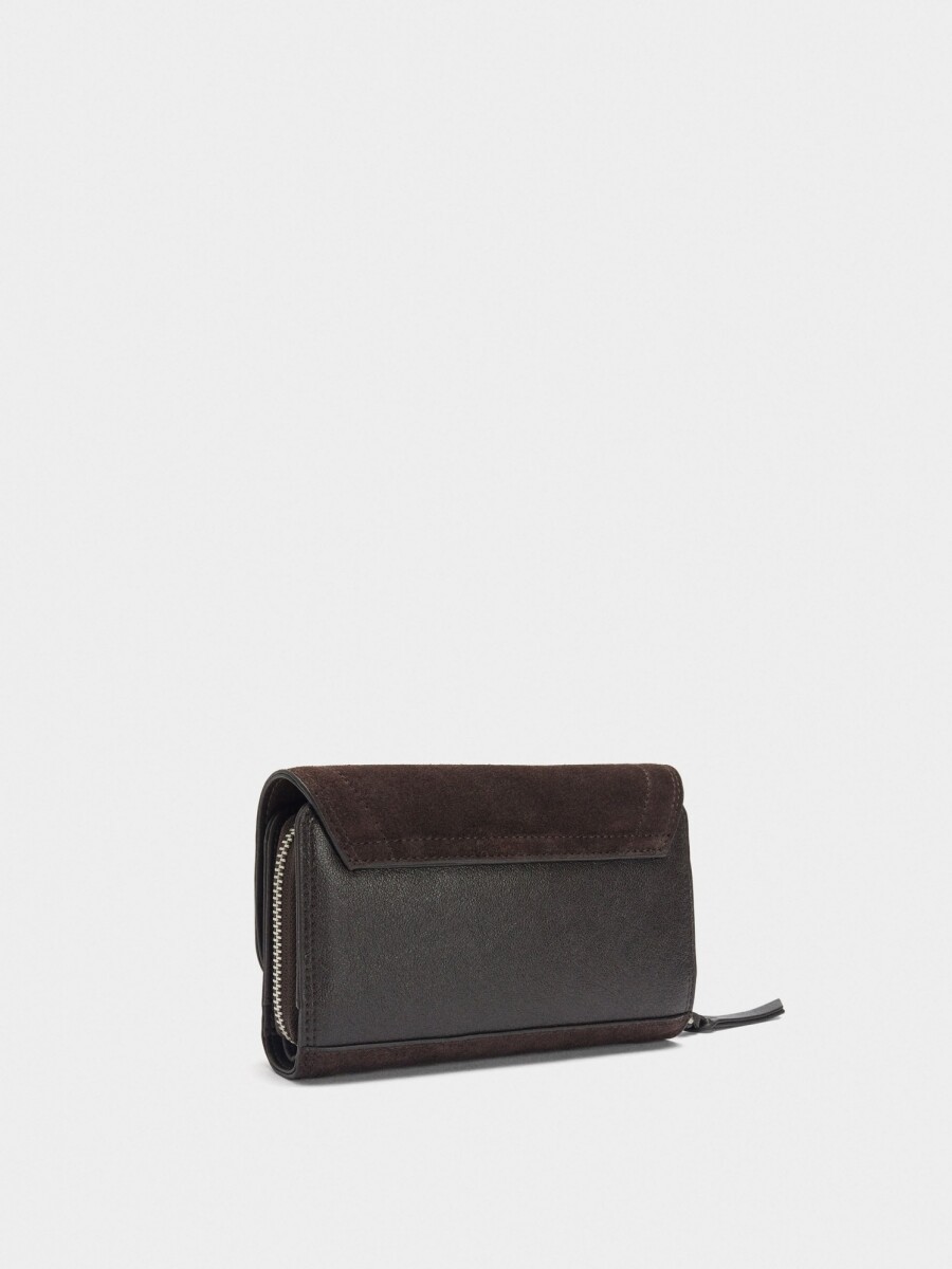 Cartera Detalles De Piel Con Solapa marron