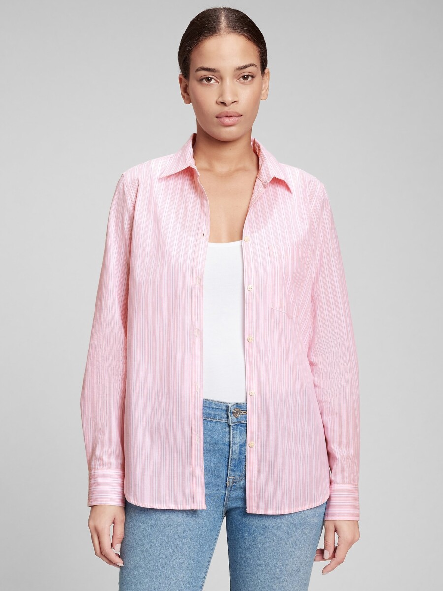 Camisa Clásica Mujer - Pink Stripe 