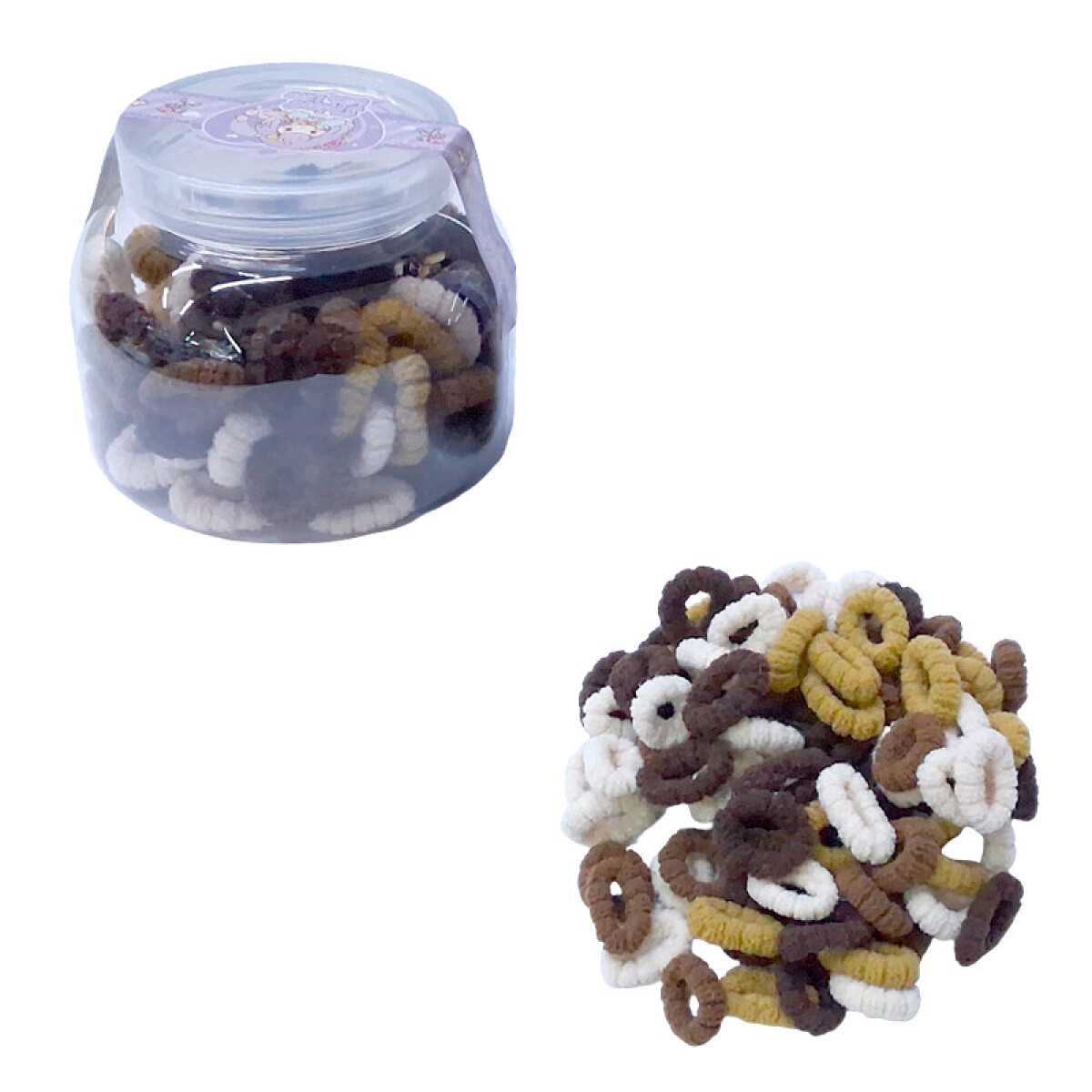 Colitas para el cabello de goma en frasco 2 colores - Colitas Para El Cabello De Goma En Frasco 2 Colores 