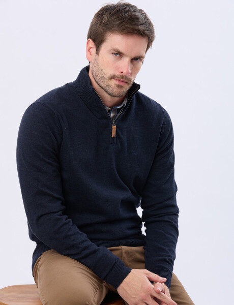 BUZO MEDIO CIERRE ALGODON Azul