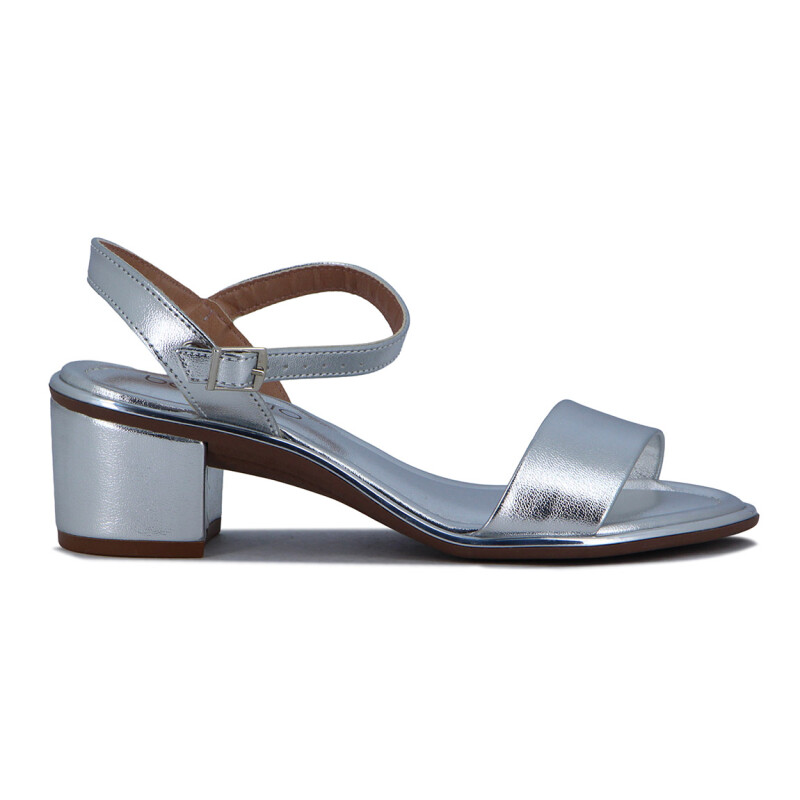 Beira Rio Sandalia Casual Taco Medio Tira Ancha Y Pulsera C/ Broche Plata