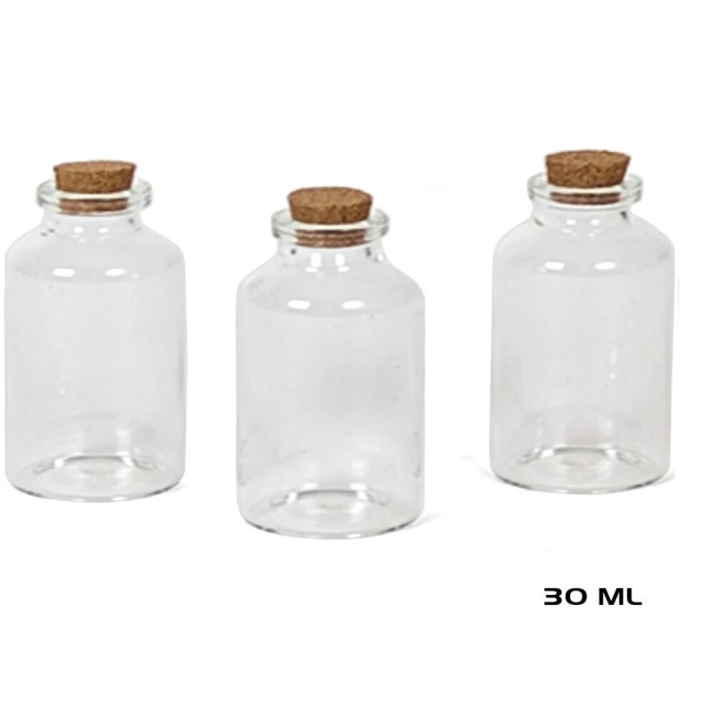 Set 3 Botellitas Mini de Cristal con Tapón BOTELLA MINI X3 CRISTAL C/TAPON