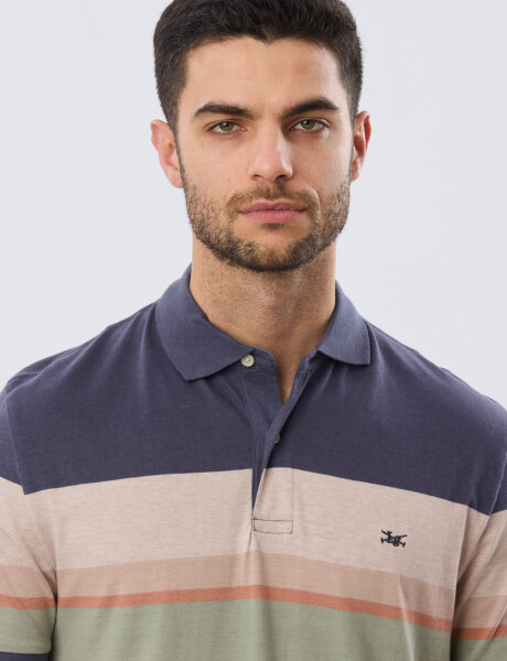 REMERA POLO RAYADA JERSEY Azul