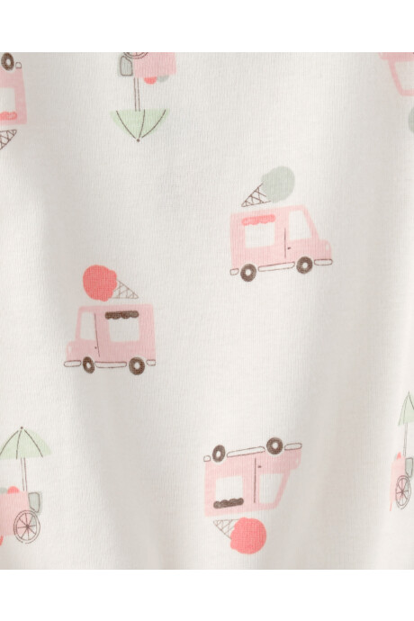 Monito bombachudo de algodón, blanco, diseño camiones de helado Sin color