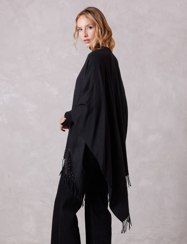 Ruana Brillos Y Perlas NEGRO