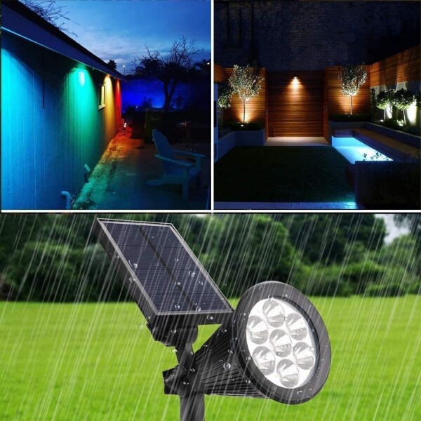Lampara Foco Solar Jardín Exterior Luz Led Colores Rgb Lampara Foco Solar Jardín Exterior Luz Led Colores Rgb
