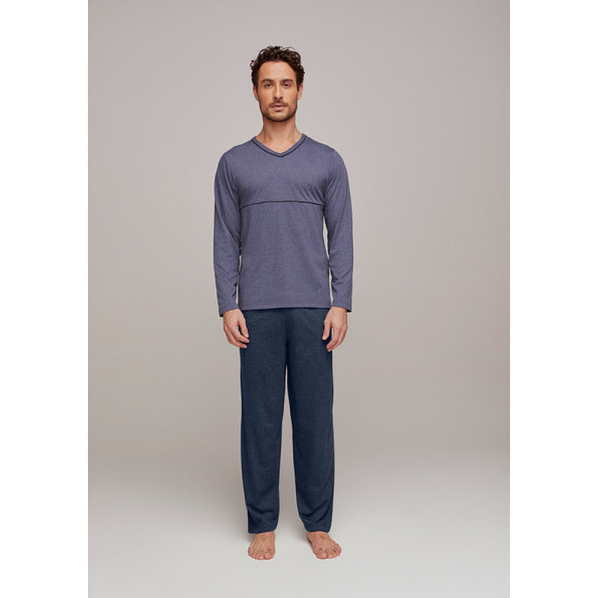 PIJAMA ML MASC - AZUL MESCLA 