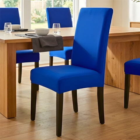 Funda Para Silla Comedor Cubre Asiento Elastizada Y Lavable Variante Color Azul 2