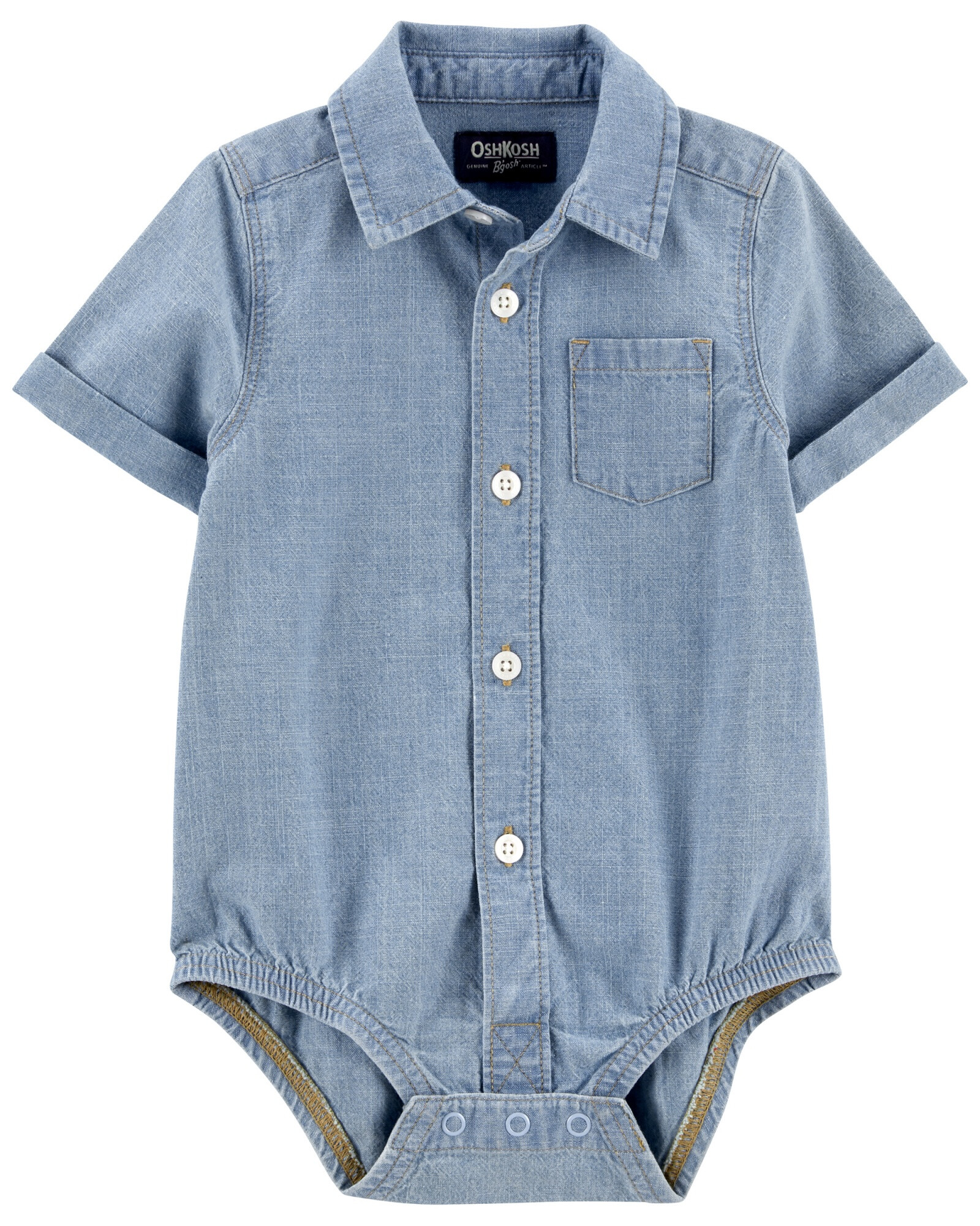 Body de chambray, tipo camisa, manga corta Body de chambray, tipo camisa, manga corta