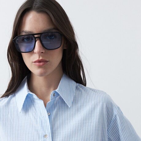 CAMISA DANAE STRIPE Blanco/Celeste