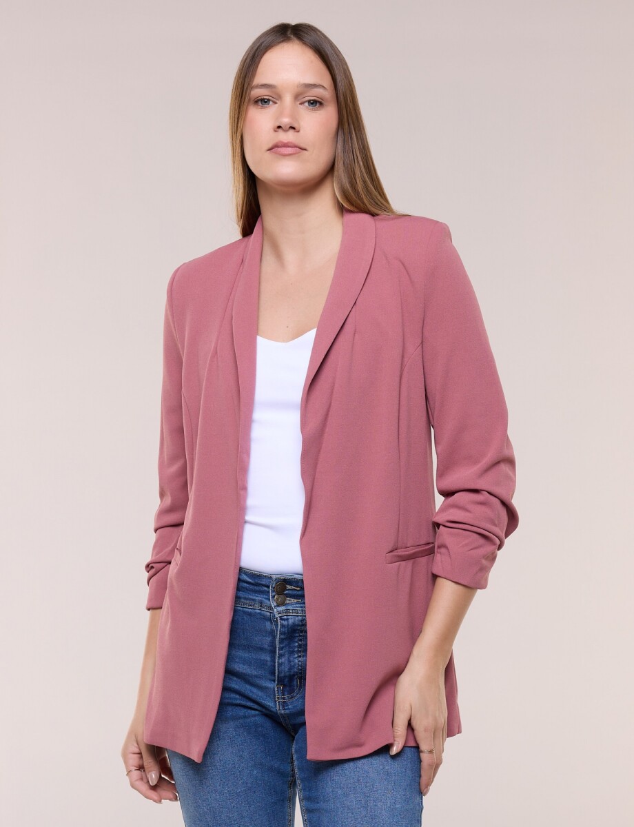 Blazer Crepe Manga Fruncida - Rosa 