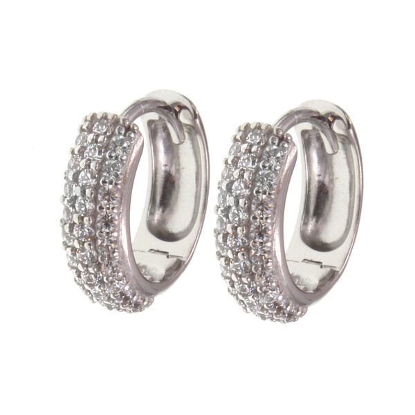 Caravanas / Aros de oro blanco 18k con circonias N0378W Caravanas / Aros de oro blanco 18k con circonias N0378W