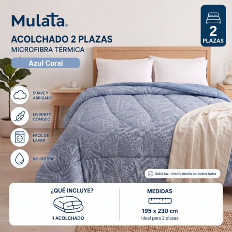 Acolchado 2 Plazas Doble Faz Microfibra Térmico 195 x 230cm - Azul Coral Acolchado 2 Plazas Doble Faz Microfibra Térmico 195 x 230cm - Azul Coral