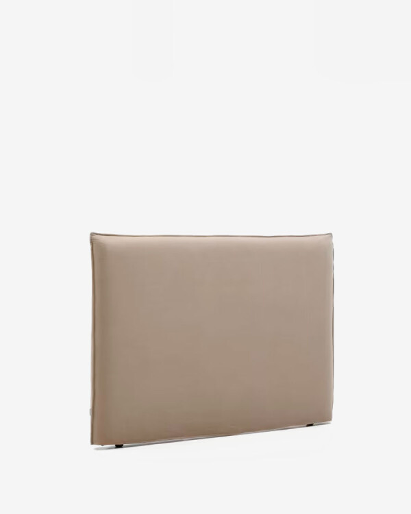 Cabecero Jaira con funda desenfundable de lino y algodón en color topo para cama FSC Mix Credit de 160 cm