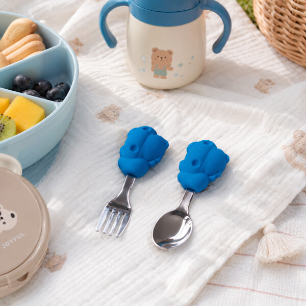 Set X2 Cubiertos Infantiles Marcus & Marcus Agarre Palma Azul 1
