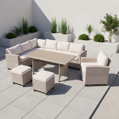 SET DE COMEDOR EXTERIOR RATTAN-SINTETICO NATURAL-BEIGE HAWAI