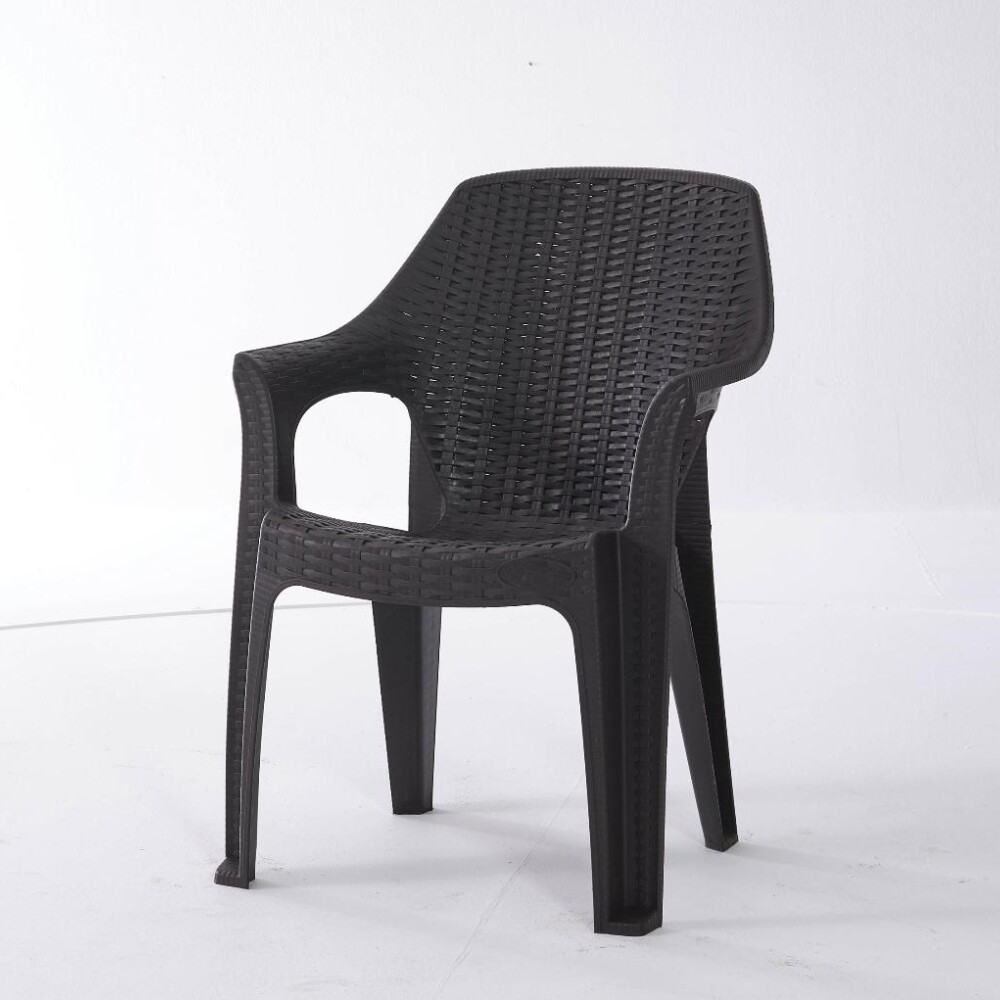 Silla De Plastico Con Posabrazos Apilable Negro