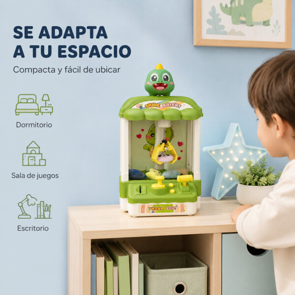 Máquina Infantil Grúa Agarra Juguetes Peluches Con Sonido Variante Color Verde
