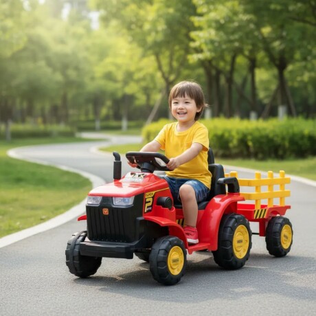 Tractor con Remolque Lumax a Batería con luces y sonido mp3 Rojo