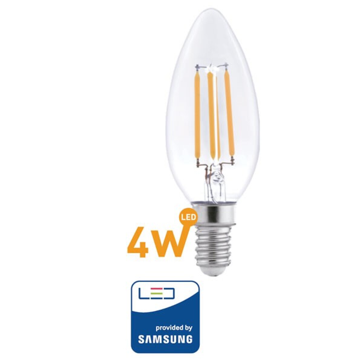 Lampara Led filamento Vela 4w e14 Calido Wellmax 