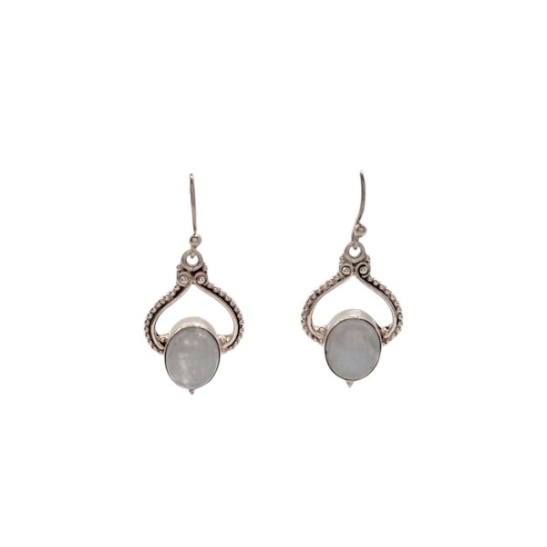 Caravanas Oval-Plata 925-Piedra luna-CA3354 Conpiedra