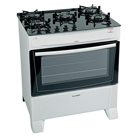 Cocina James 5H C-695 V blanca con mesada de vidrio negro Cocina James 5H C-695 V blanca con mesada de vidrio negro