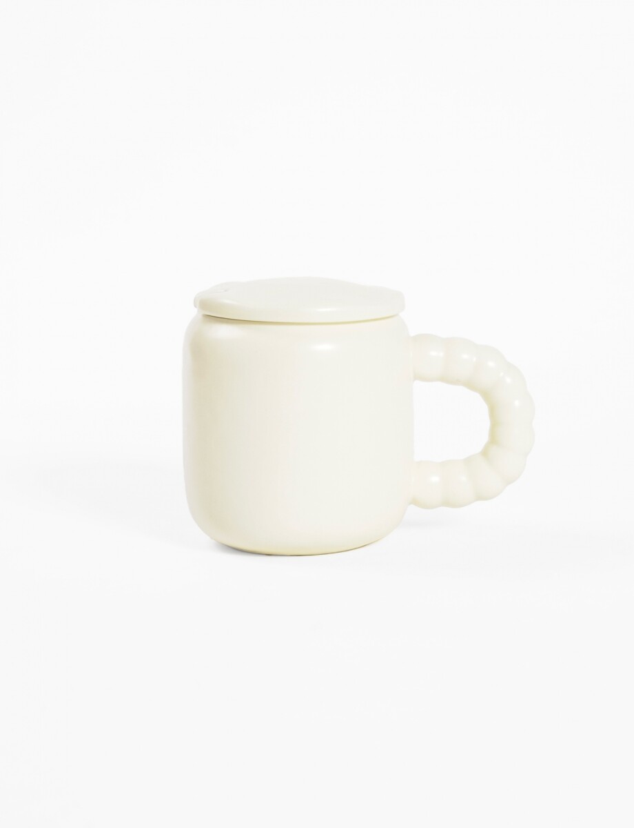 Taza cerámica con tapa nube - blanco 