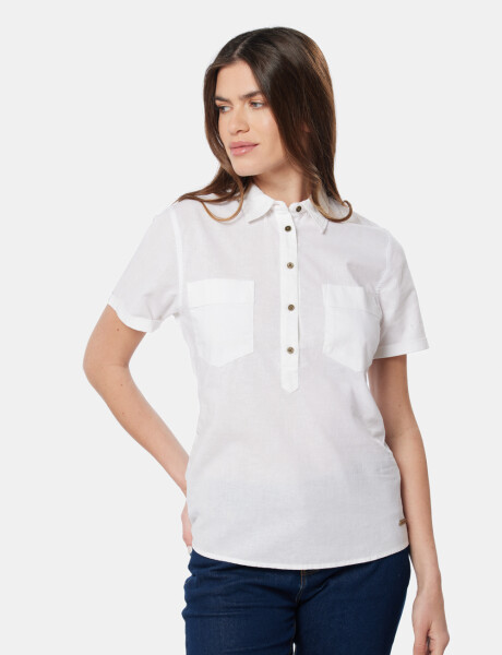 CAMISA DE LINO MEDIO BOTÓN Blanco