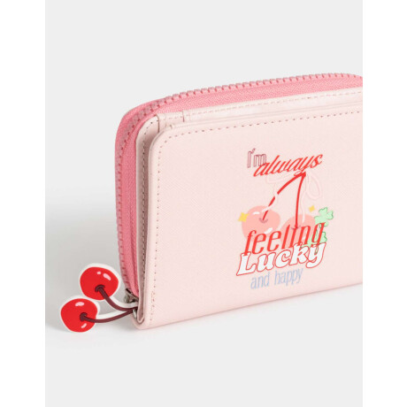 Billetera Cuerina Estampada Rosa Viejo