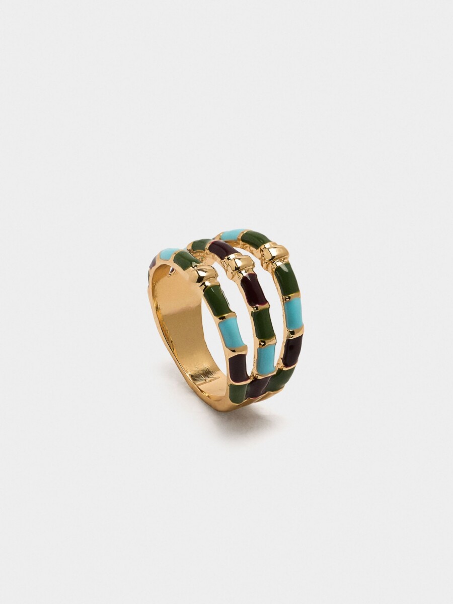 Anillo Efecto Triple Con Esmaltado multicolor